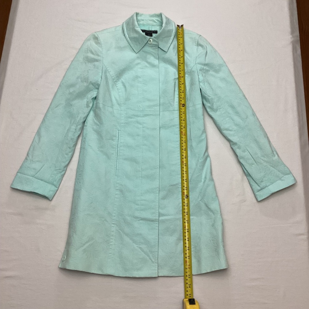 Apostrophe Stretch Light Aqua Textured Button Front Coat Womens Size 2 - Picture 2 of 10
